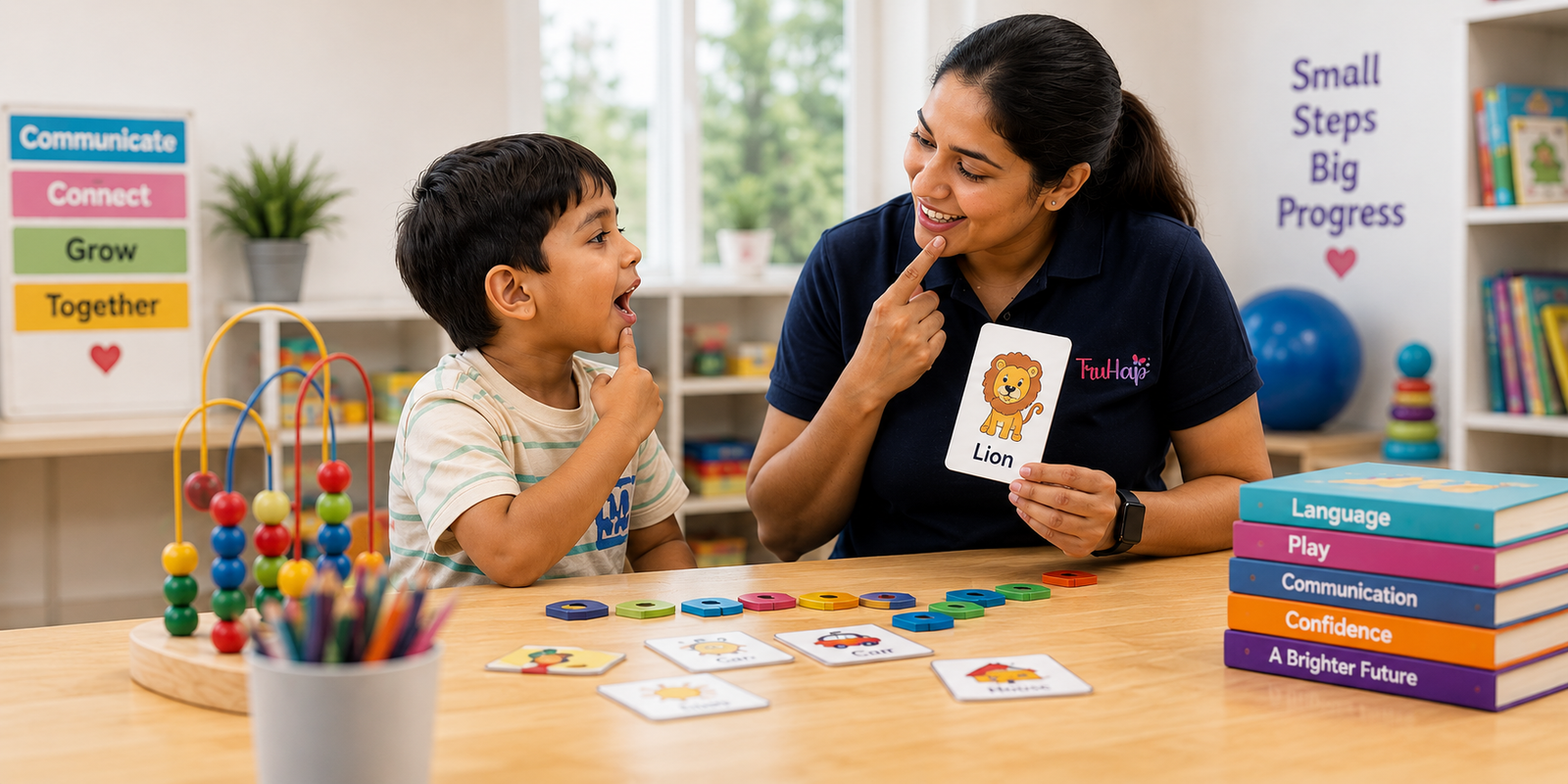 Speech Therapist having activity with Kid